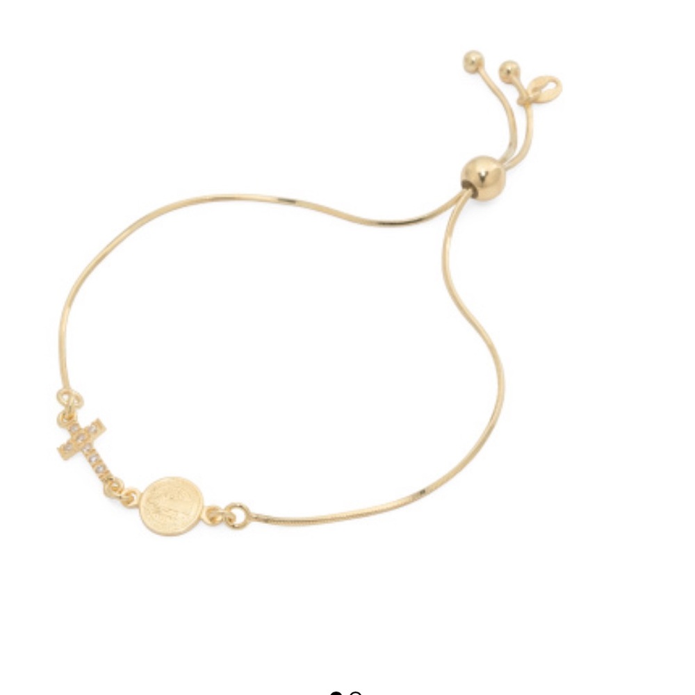 MIA FIORE 14k Gold Plated Sterling Silver Cross Medal Bolo Bracelet NIB $85